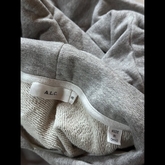 A.L.C. Sweater XS Womens Gray One Cold Shoulder French Terry Hoodie Pullover - Picture 6 of 7
